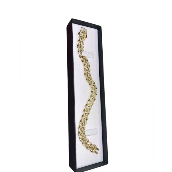 14K✨ Miami Cuban Link Chain Bracelet ✨ 21gr -Gold and Silver Bracelet